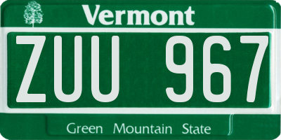 VT license plate ZUU967