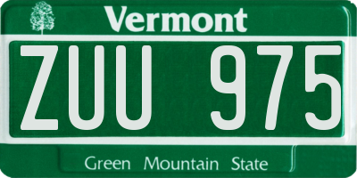 VT license plate ZUU975
