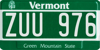 VT license plate ZUU976