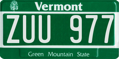 VT license plate ZUU977