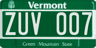 VT license plate ZUV007