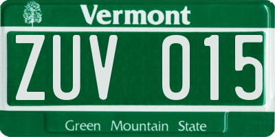 VT license plate ZUV015
