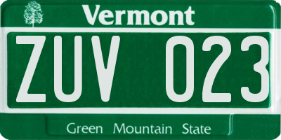 VT license plate ZUV023