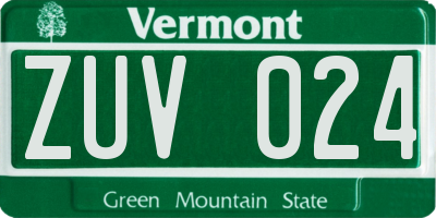 VT license plate ZUV024