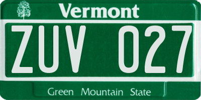 VT license plate ZUV027