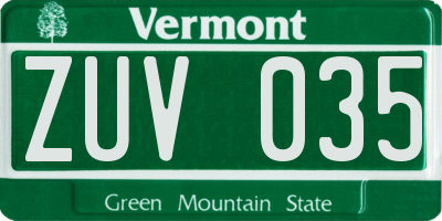 VT license plate ZUV035