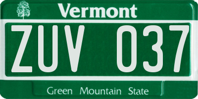 VT license plate ZUV037