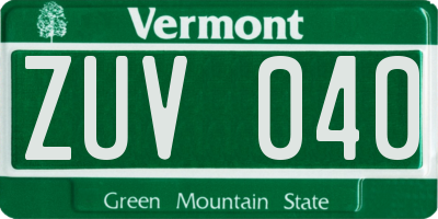 VT license plate ZUV040