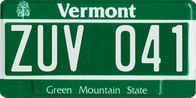 VT license plate ZUV041