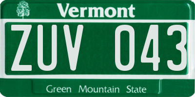 VT license plate ZUV043