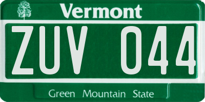 VT license plate ZUV044