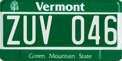 VT license plate ZUV046