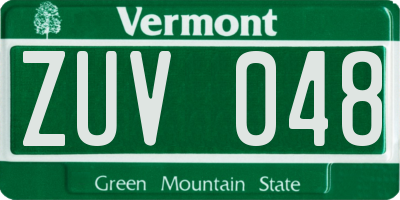 VT license plate ZUV048
