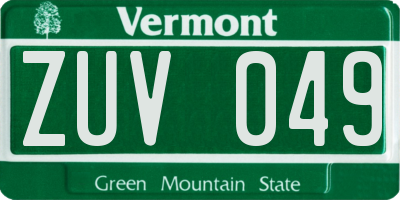 VT license plate ZUV049