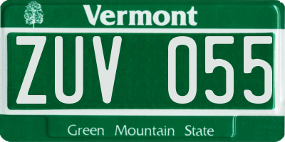 VT license plate ZUV055