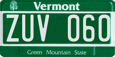 VT license plate ZUV060