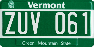 VT license plate ZUV061