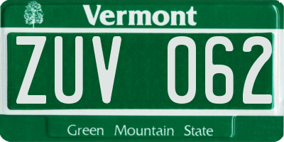 VT license plate ZUV062