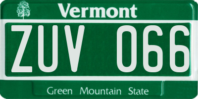 VT license plate ZUV066
