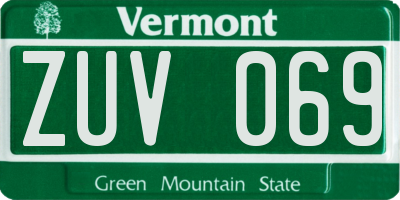 VT license plate ZUV069