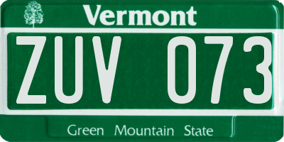VT license plate ZUV073