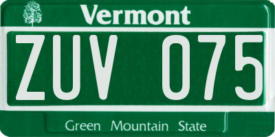 VT license plate ZUV075