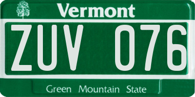 VT license plate ZUV076