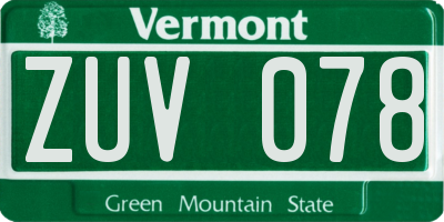 VT license plate ZUV078
