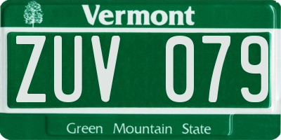VT license plate ZUV079