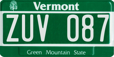 VT license plate ZUV087