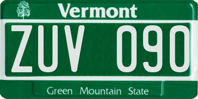 VT license plate ZUV090