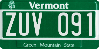 VT license plate ZUV091