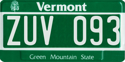 VT license plate ZUV093