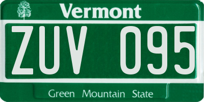 VT license plate ZUV095