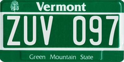 VT license plate ZUV097