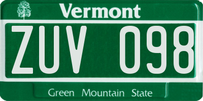 VT license plate ZUV098