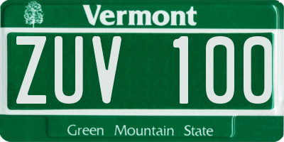 VT license plate ZUV100