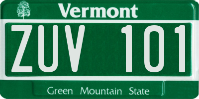 VT license plate ZUV101