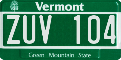 VT license plate ZUV104