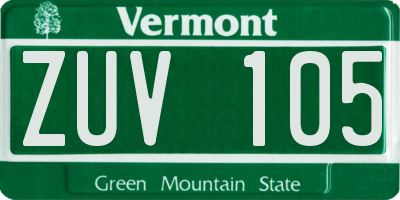 VT license plate ZUV105