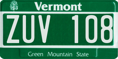 VT license plate ZUV108