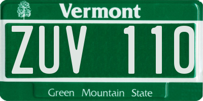 VT license plate ZUV110