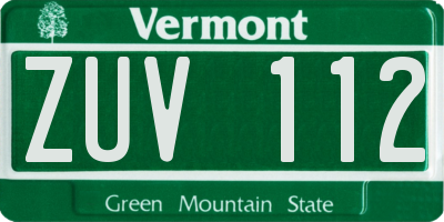 VT license plate ZUV112