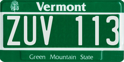 VT license plate ZUV113