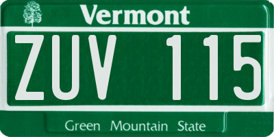VT license plate ZUV115