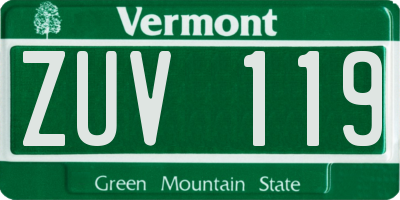 VT license plate ZUV119