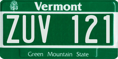 VT license plate ZUV121