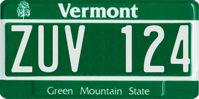 VT license plate ZUV124