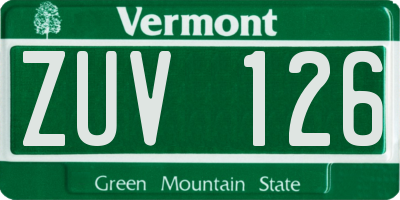 VT license plate ZUV126