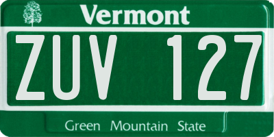 VT license plate ZUV127